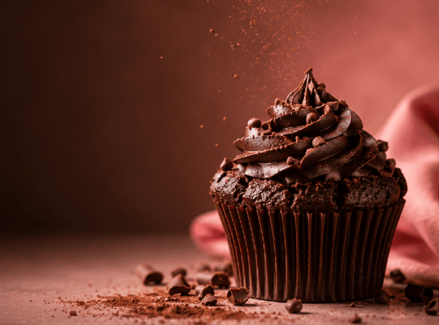 Chocolate cupcake with cocoa sprinkles for Flour Girl Bakeries