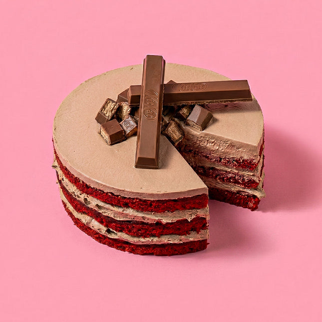 Kitkat Red Velvet Cake with Choco Hazelnut Filling
