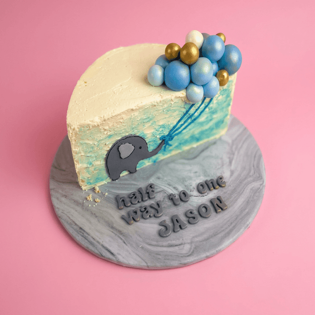 Baby Boy Elephant Half Cake - serves 8-10 - Flour Girl Bakeries