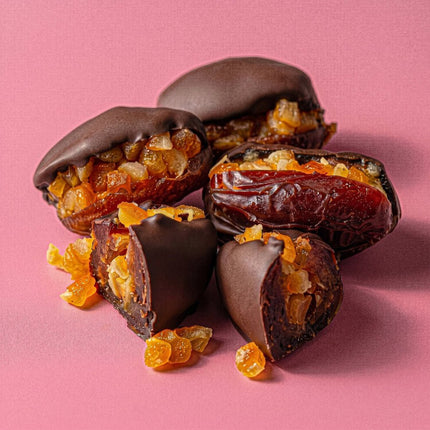 Dark Chocolate Mejdool Dates with Candied Orange Box of 8 - Flour Girl Bakeries