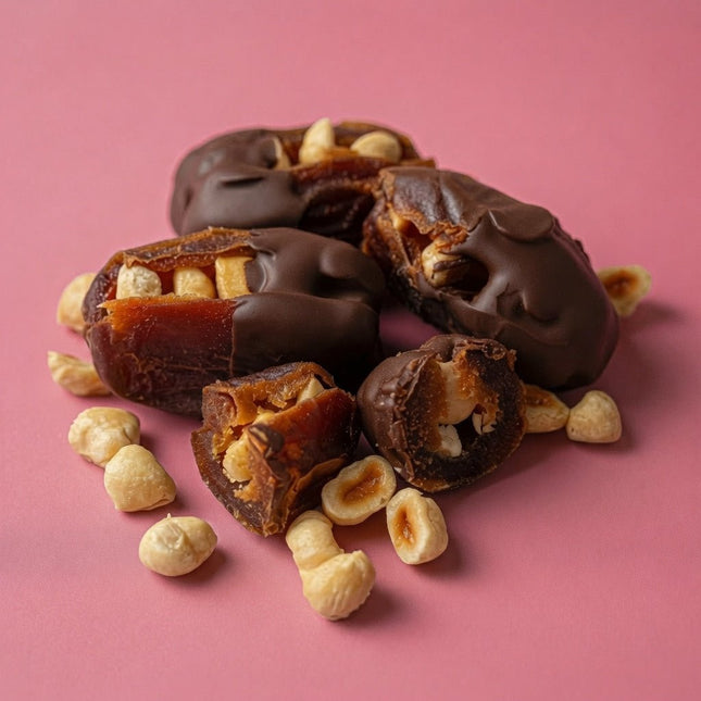 Dark Chocolate Mejdool Dates with Hazelnuts Box of 8 - Flour Girl Bakeries