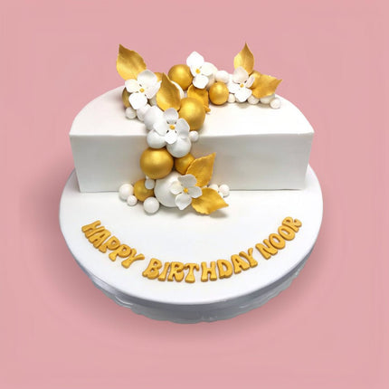 Gold and Floral Half Cake - serves 8-10 - Flour Girl Bakeries