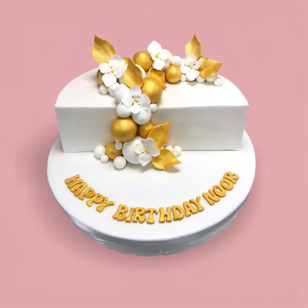 Gold and Floral Half Cake - serves 8-10 - Flour Girl Bakeries
