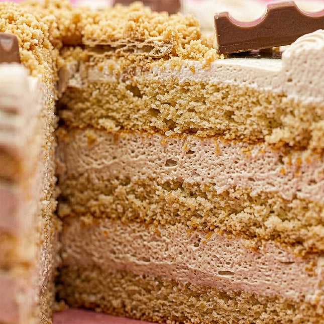 Kinder Vanilla Cake with Kinder Bueno Spread and Kinder fingers - Flour Girl Bakeries