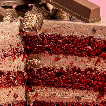 Kitkat Red Velvet Cake with Choco Hazelnut Filling - Flour Girl Bakeries