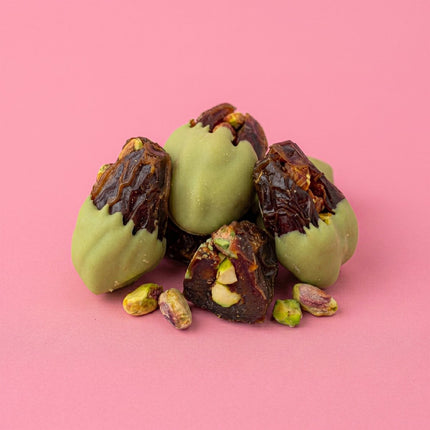 Pistachio Chocolate Mejdool Dates with Pistachios Box of 8 - Flour Girl Bakeries