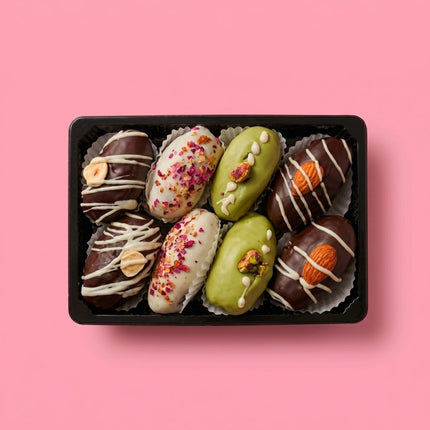 Premium Chocolate Coated Mejdool Dates Box Of 8 - Flour Girl Bakeries