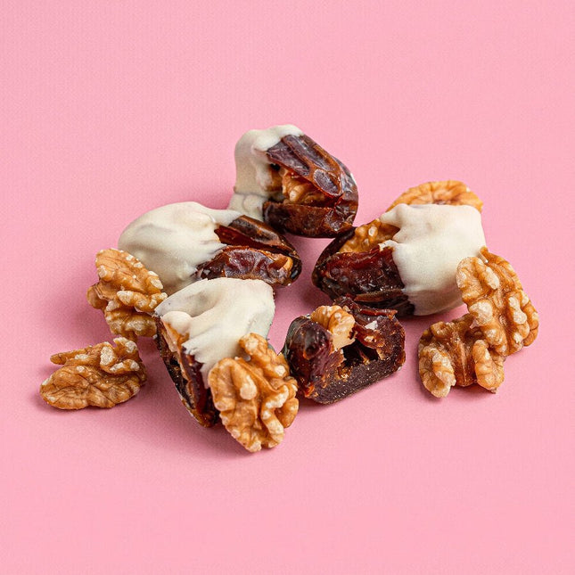 White Chocolate Mejdool Dates with Walnuts Box of 8 - Flour Girl Bakeries